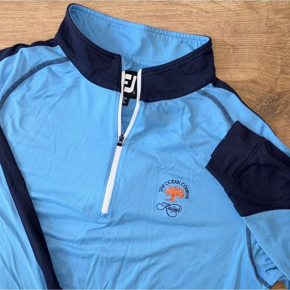 FootJoy FJ Mens Large Performance 1/4 Zip Ocean Course Kiawah Golf Pullover Blue